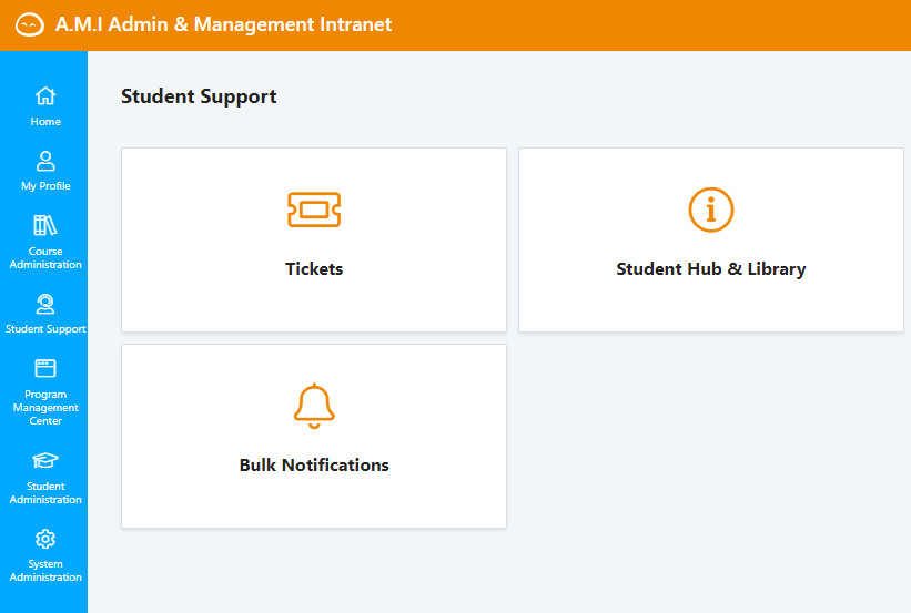 AIE Admin and Management Intranet dashboard
