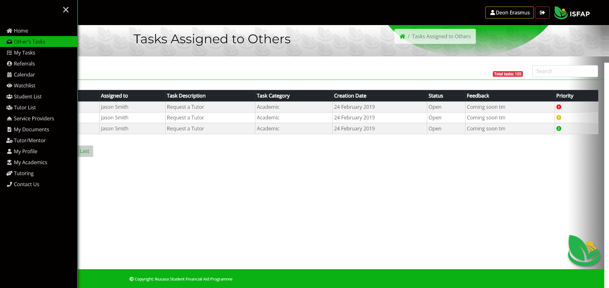 ISFAP student portal navigation