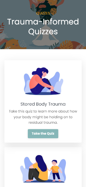 Rewire Trauma Therapy quizzes experience on mobile