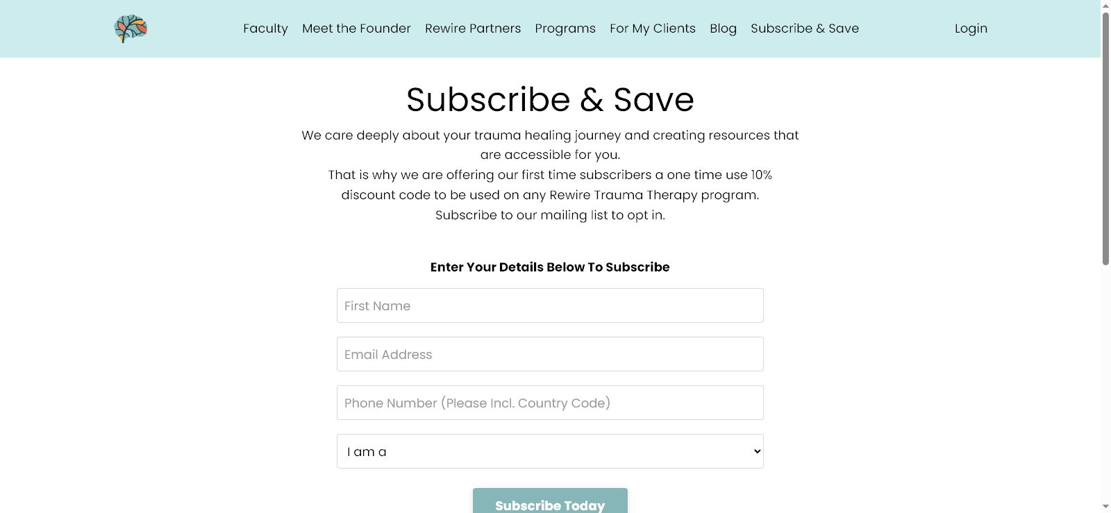 Rewire Trauma Therapy Subscribe and Save experience
